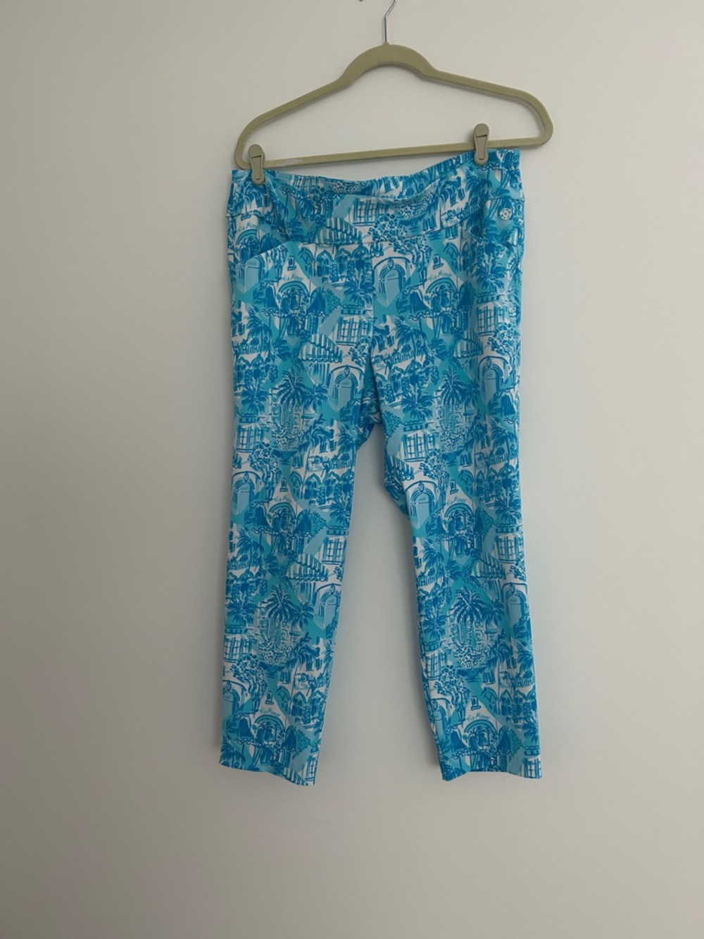 Lilly Pulitzer Luxletic Blue & White Palm Beach Pants - Size 14